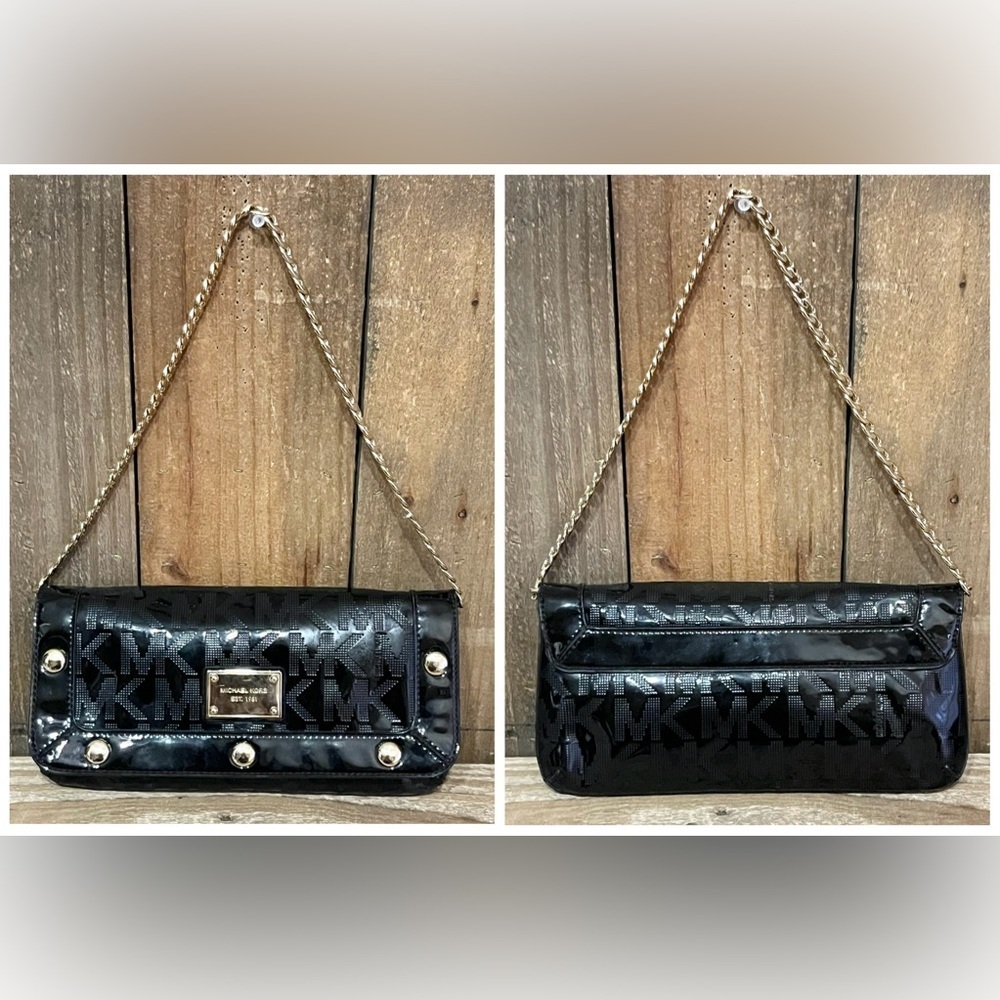 Michael Kors. 5 Piece: Delancy Clutch & Free Watch, Card Case, Twilly & Dust Bag - Picture 2 of 16